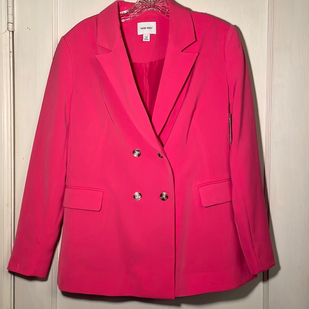 New! Nine West Double Breasted Hot Pink Blazer